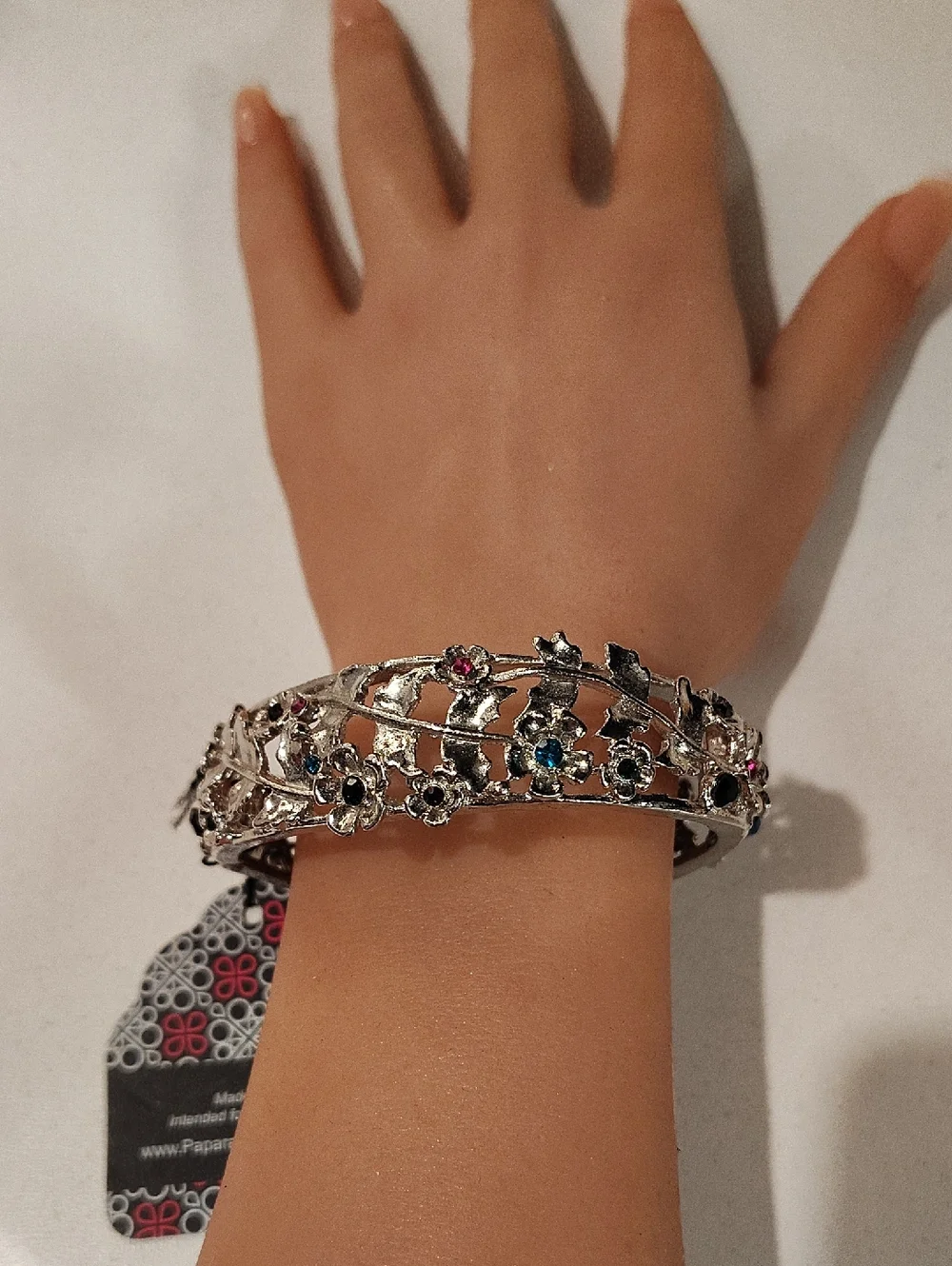 paparazzi "Ripe For The Picking" Floral Metal Hinge Bangle Bracelet - Picture 2 of 4